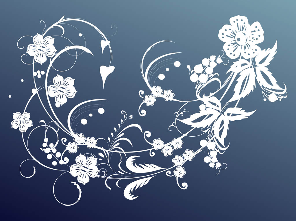 1024x765 White Floral Scroll Vector Art Graphics