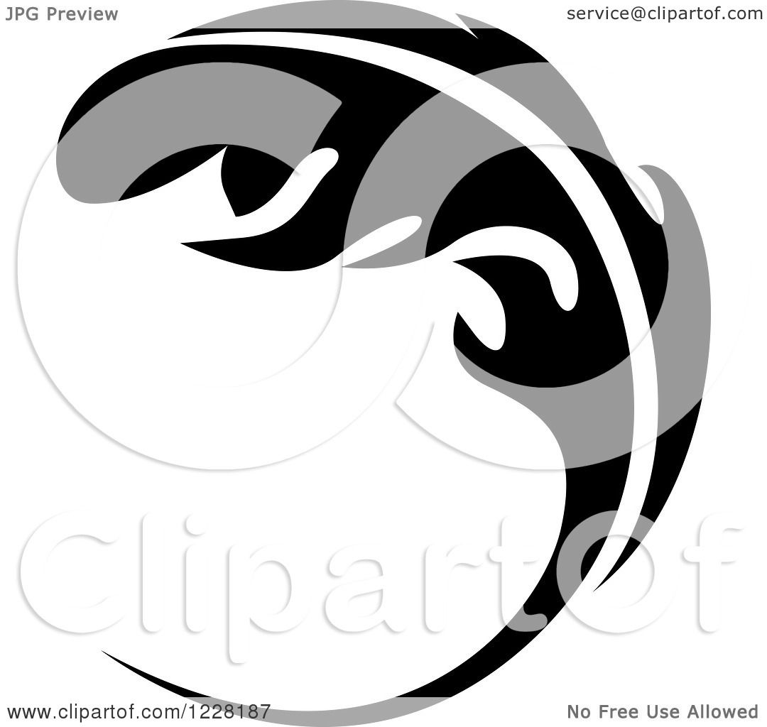 1080x1024 Clipart Of A Black And White Floral Scroll Design