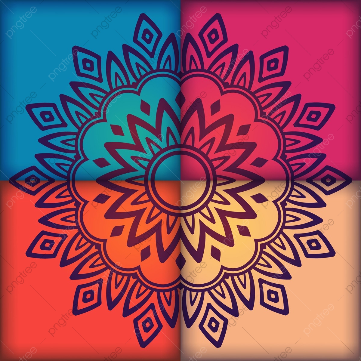 Mandala With Floral Shapes Vector Background Design, Flower 1200x1200 Mandala With Floral Shapes Vector Background Design, Flower