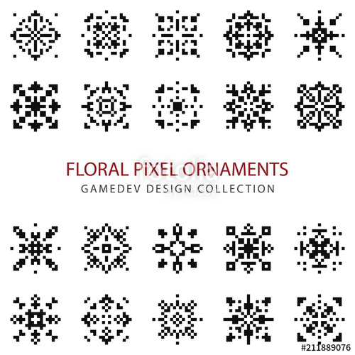 Pixel Art Flowers Floral Shapes Collection Vector Set Stock 500x500 Pixel Art Flowers Floral Shapes Collection Vector Set Stock