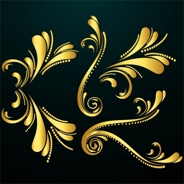 Background With Golden Floral Shapes Vector Free Download 626x626 Background With Golden Floral Shapes Vector Free Download