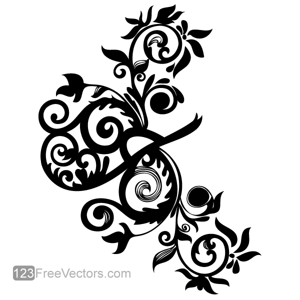 600x600 Hand Drawn Swirl Floral Vector Image