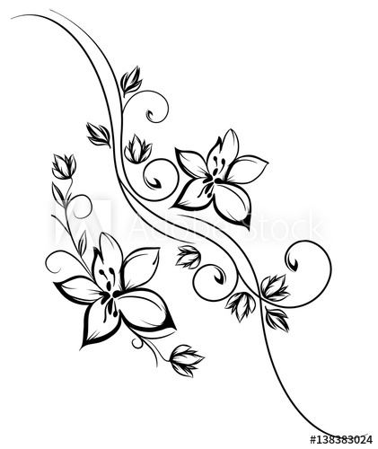 421x500 Handmade Floral Swirls Vector Design