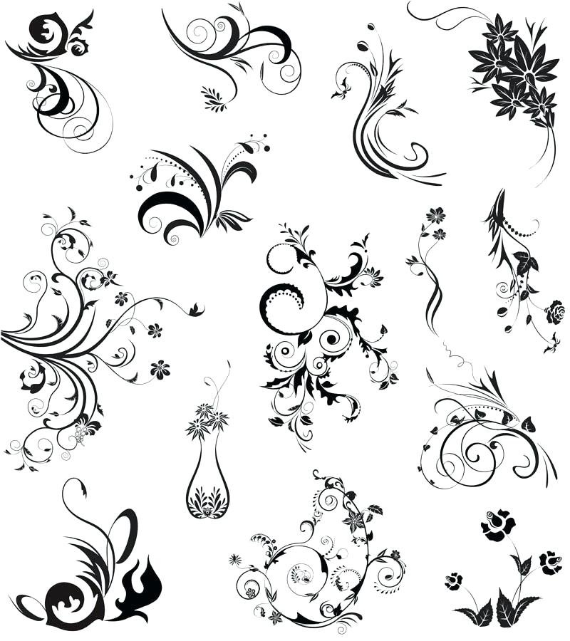 800x900 Vector Flowers And Swirls Png