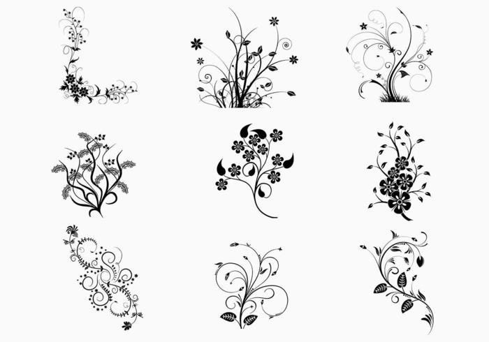 700x490 Floral Swirls Vector Pack