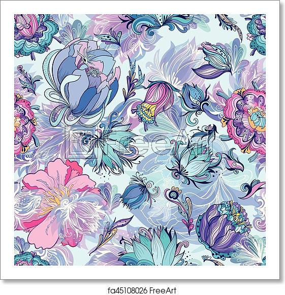 561x581 Free Art Print Of Azure Floral Vector Pattern Seamless Floral