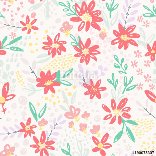 500x500 Nice Vector Seamless Flower Pattern Endless Background Decorative