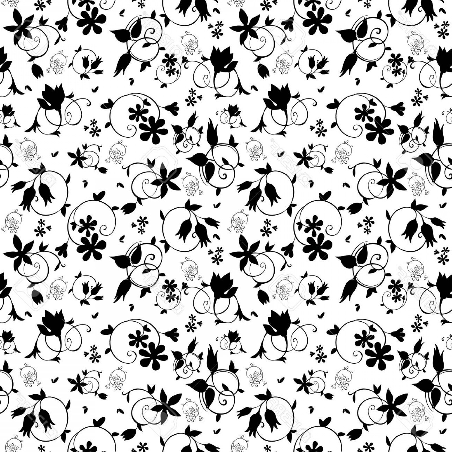 1560x1560 Photostock Vector Vector Black White Swirl Floral Texture Seamless