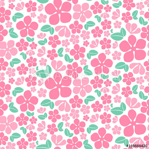 500x500 Seamless Pink Flowers Pattern Cute Floral Texture Vector