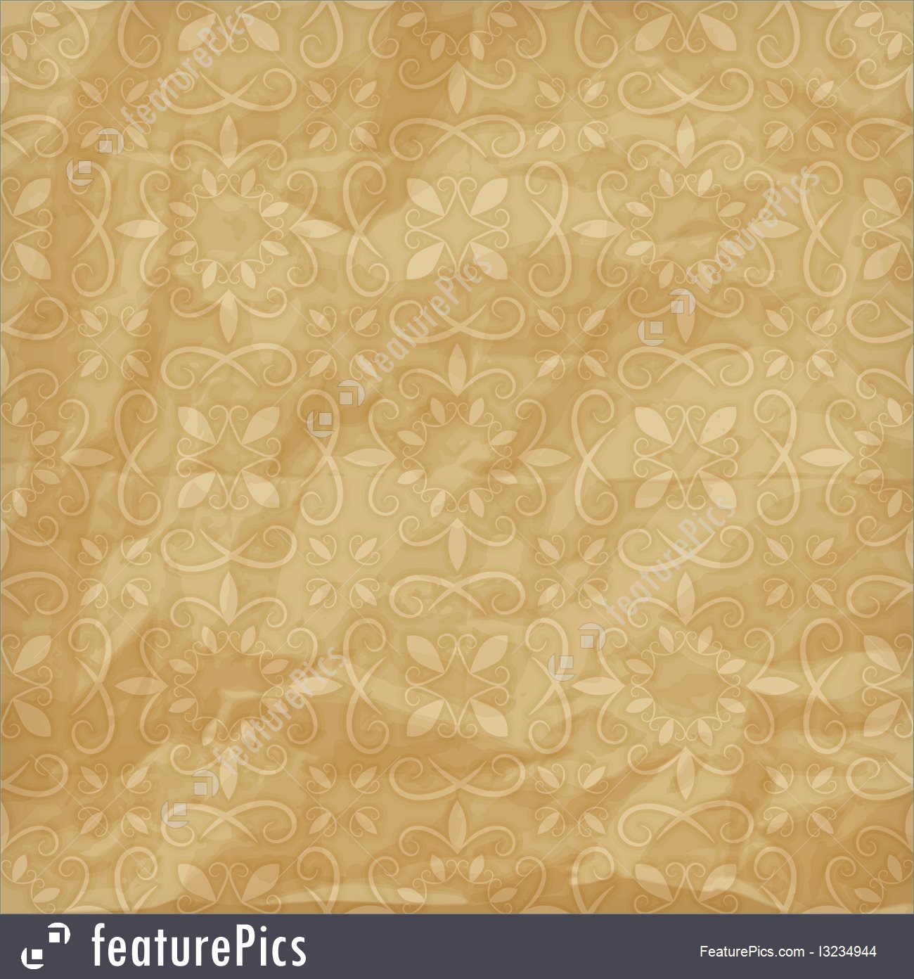 1300x1392 Vector Seamless Floral Pattern On Crumpled Foil Paper Texture