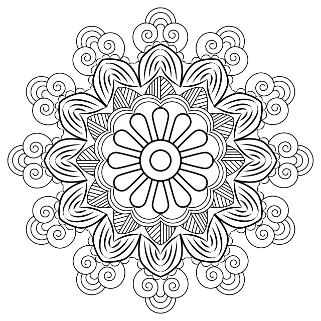 640x640 Floral Mandala Motive With Texture, Mandala, Decoration, Floral