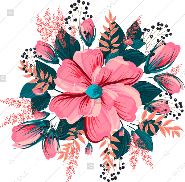 600x591 Pink Peony Anemone Poppy Autumn Wedding Invitation Bridal Shower