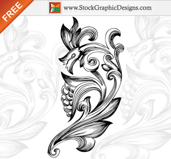 600x559 Swirly Curly Floral Based Vector Design Elements Bashooka