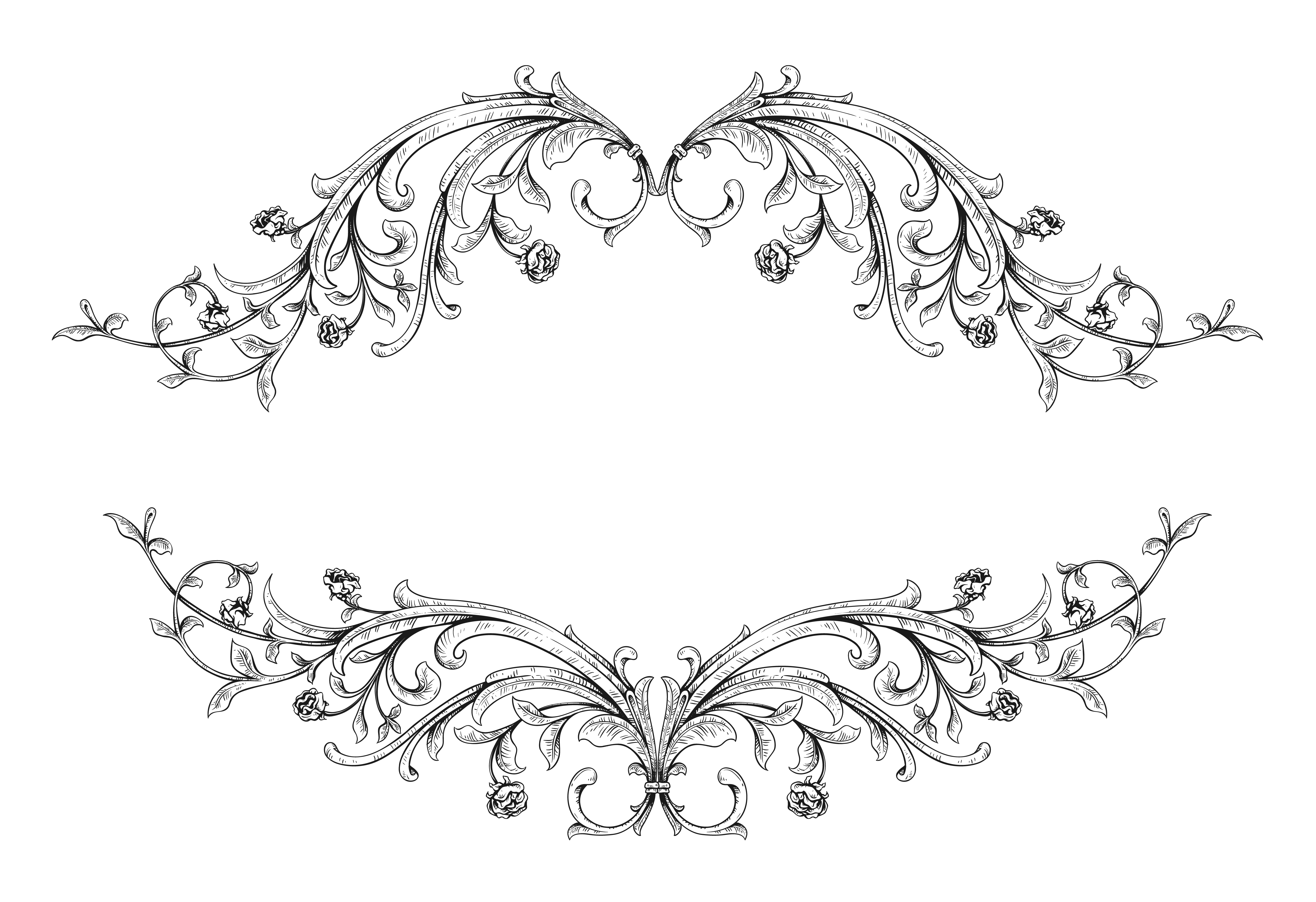 5001x3428 Vector Vintage Floral Frame