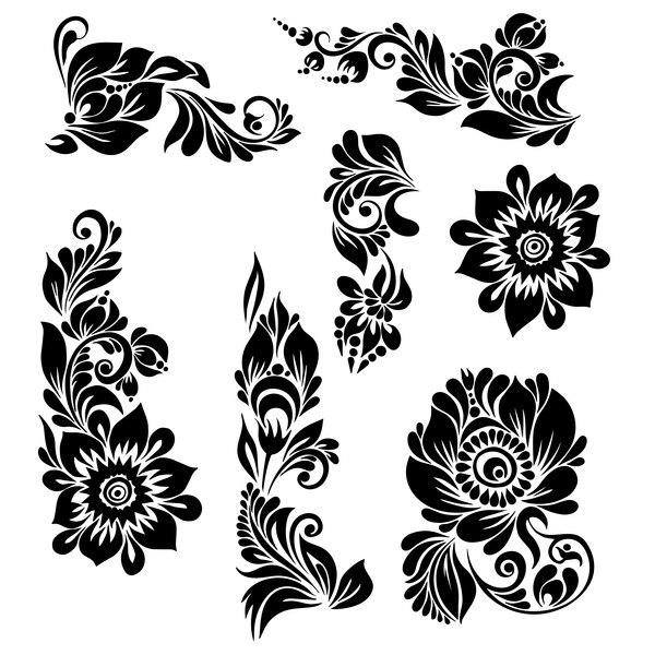 Black Ornaments Floral Vector Illustration Free Dxf Free 600x600 Black Ornaments Floral Vector Illustration Free Dxf Free