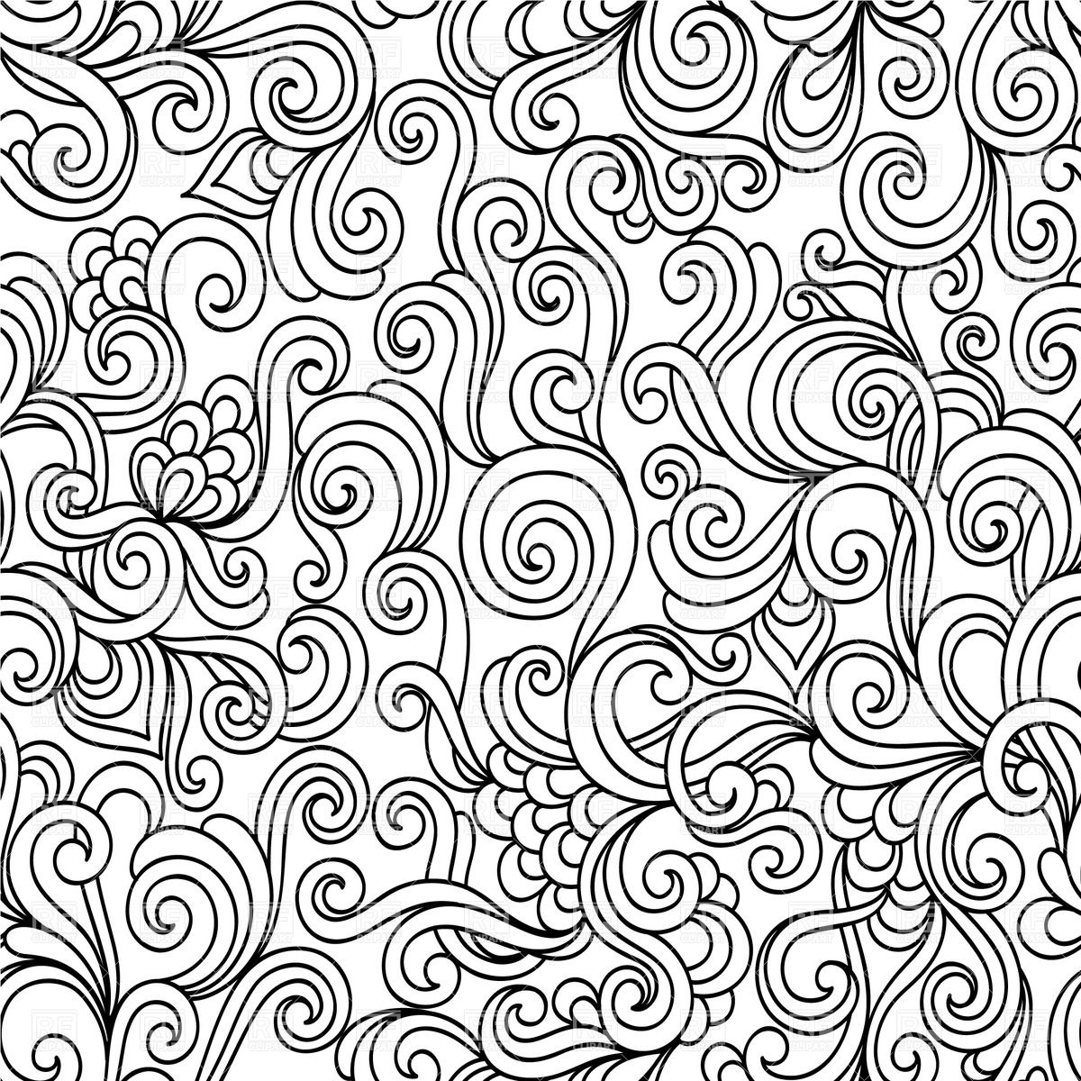 1200x1200 Seamless Black And White Modern Abstract Floral Wallpaper Vector