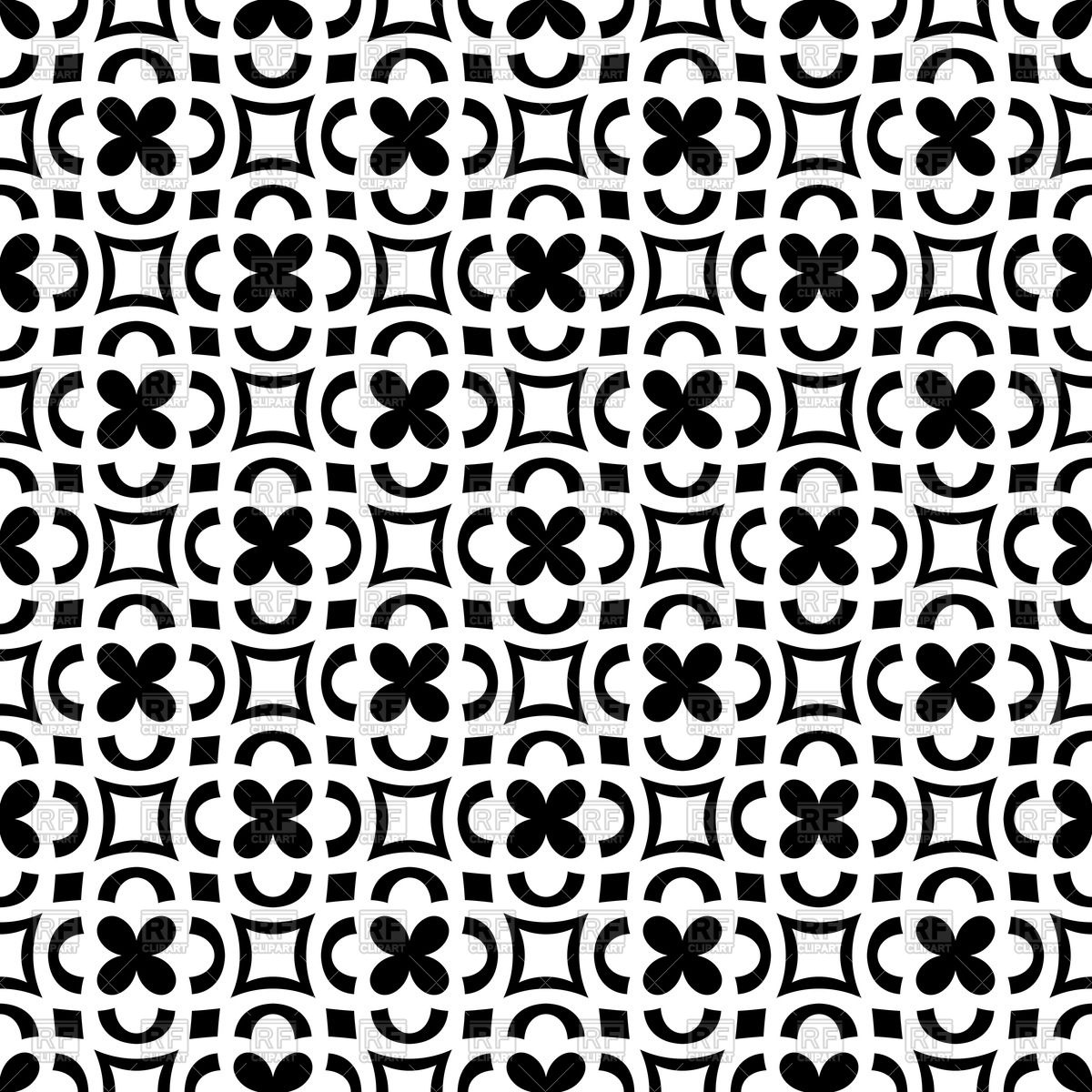 1200x1200 Simple Seamless Black And White Floral Wallpaper Vector Image