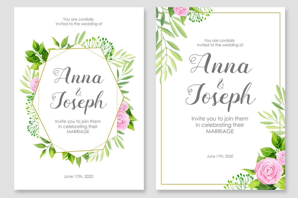 Floral Wedding Invitations Vector Set 1160x772 Floral Wedding Invitations Vector Set