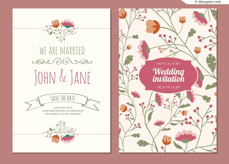 Designer Vector Material Cartoon Flowers Wedding Invitations 800x571 Designer Vector Material Cartoon Flowers Wedding Invitations