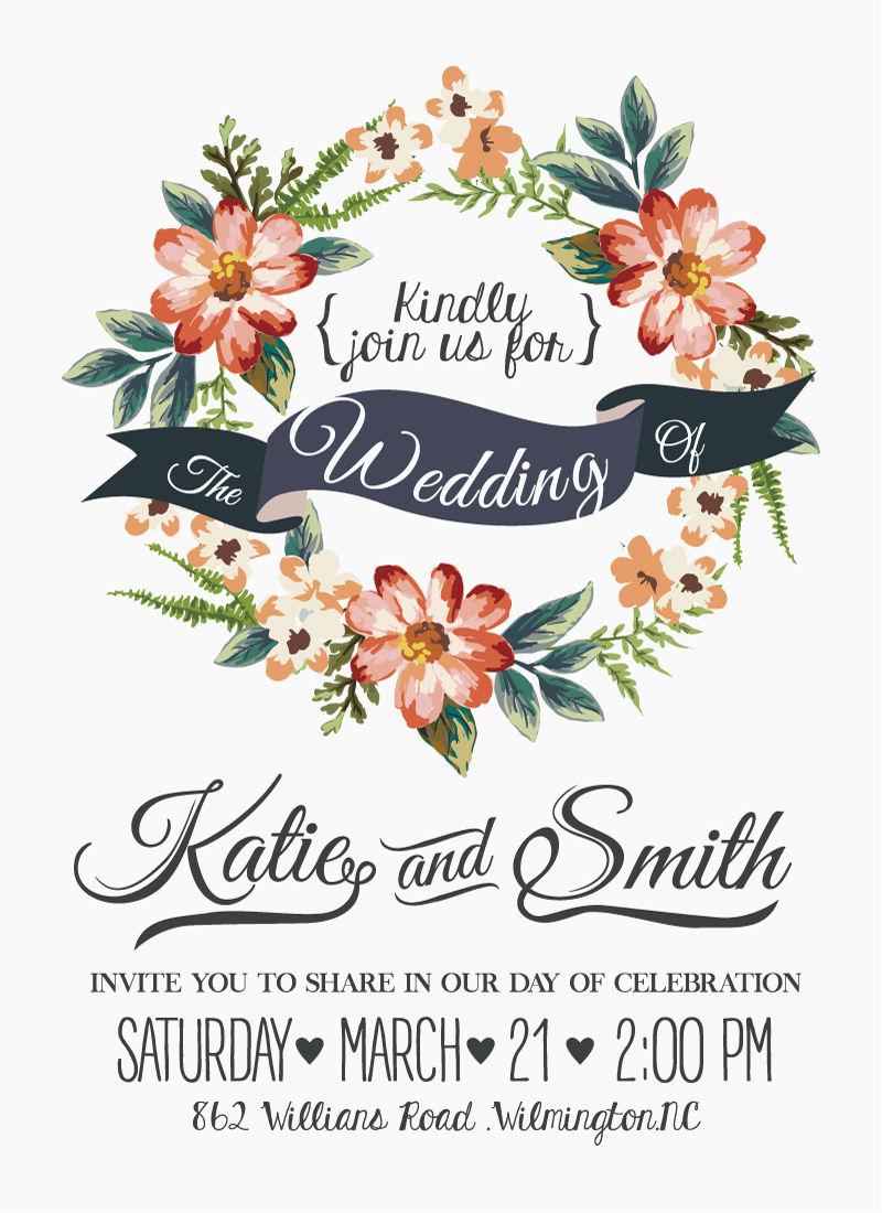 Watercolor Flower Wedding Invitations Vector 800x1100 Watercolor Flower Wedding Invitations Vector