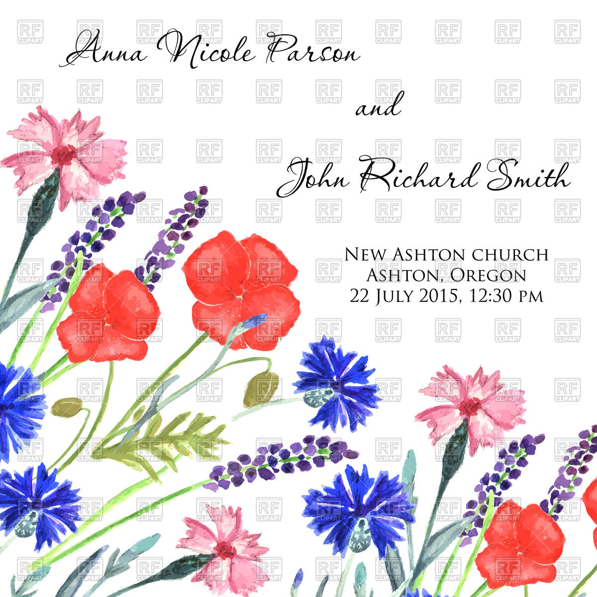 Watercolor Floral Wedding Invitation Vector Image Of Holiday 1200x1200 Watercolor Floral Wedding Invitation Vector Image Of Holiday