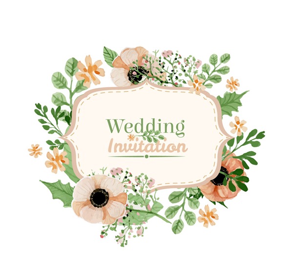 Watercolor Flower Wedding Invitations Vector Graphics My Free 600x558 Watercolor Flower Wedding Invitations Vector Graphics My Free