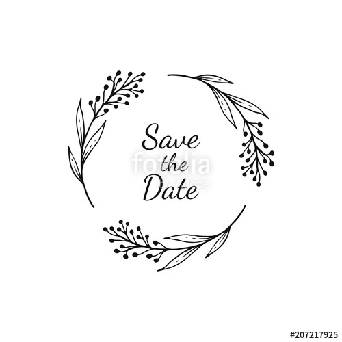 500x500 Hand Drawn Floral Wreath Vector Frame For Wedding Invitations