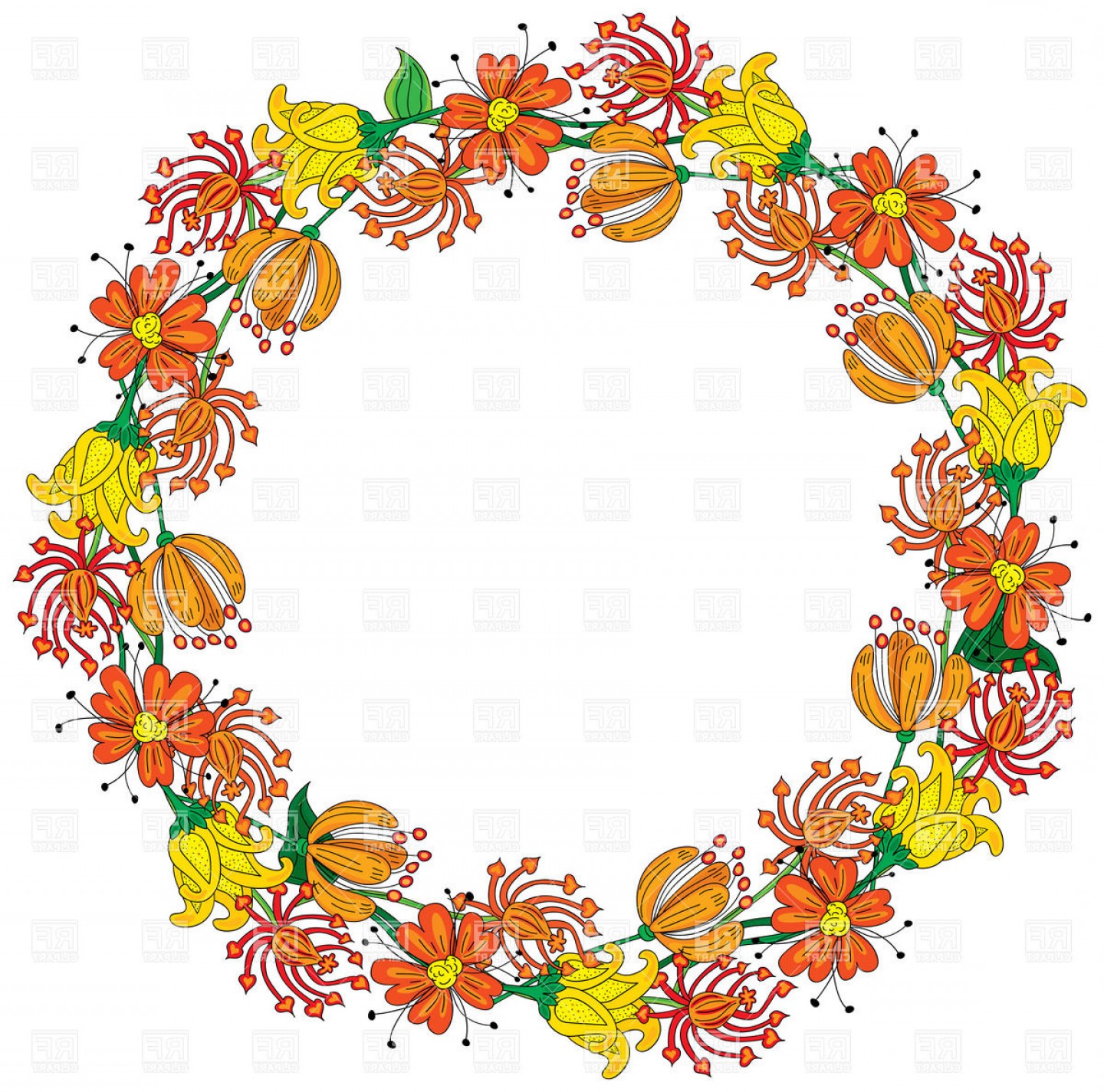 1440x1425 Orange Floral Wreath Vector Clipart Lamaison