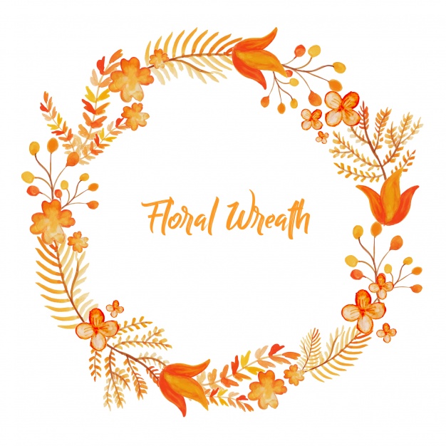 Orange Floral Wreath Vector Free Download 626x626 Orange Floral Wreath Vector Free Download