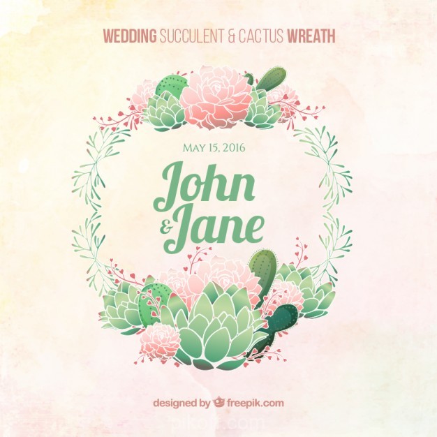 Cactus With Wedding Floral Wreath Vector Free Download 626x626 Cactus With Wedding Floral Wreath Vector Free Download
