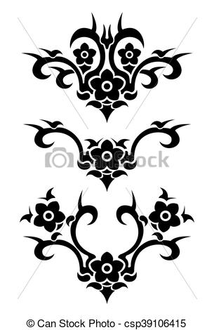 305x470 Tatuaje, Tribal, Vector, Conjunto, Flores Tatuaje, Tribal, Flores