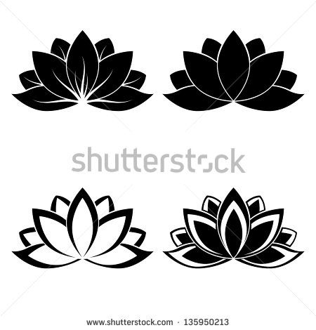 450x470 Four Lotus Silhouettes For Design Vector Stencils Lotus Art