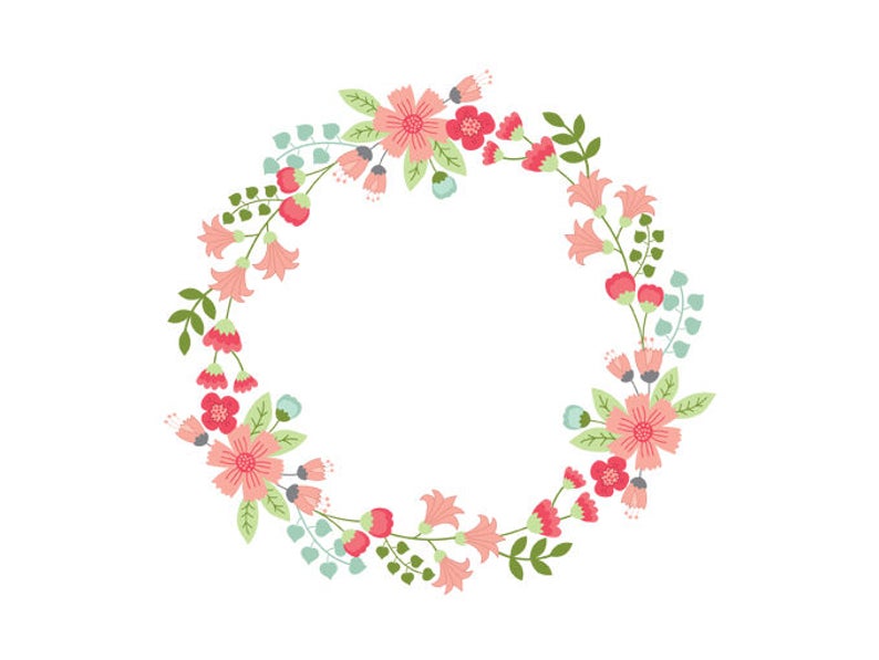 Floral Wreath Clipart Digital Vector Flowers Wedding Etsy 794x597 Floral Wreath Clipart Digital Vector Flowers Wedding Etsy