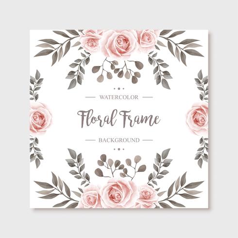 490x490 Beautiul Vintage Watercolor Floral Frame Flowers Background