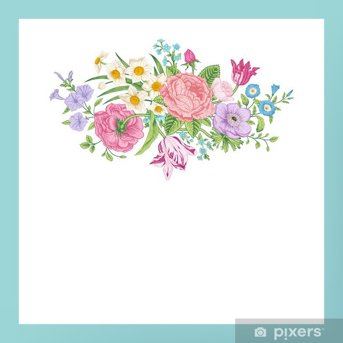 700x700 Vintage Floral Vector Card With Victorian Bouquet Of Flowers
