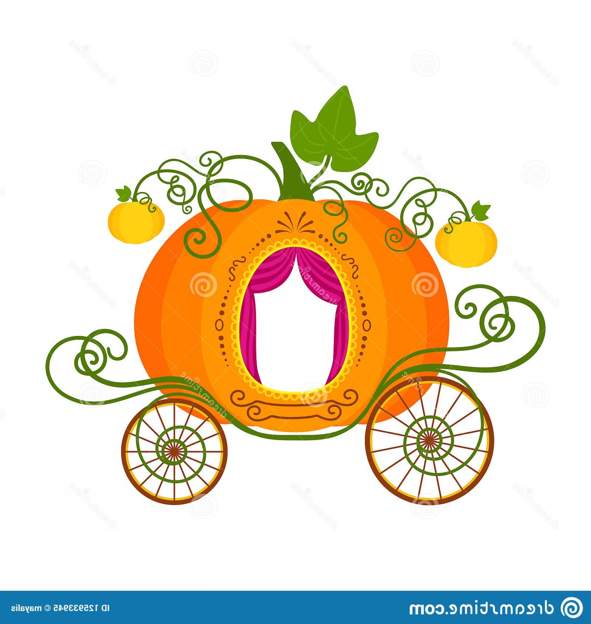 1920x2028 Vector Illustration Pumpkin Carriage Isolated White Background