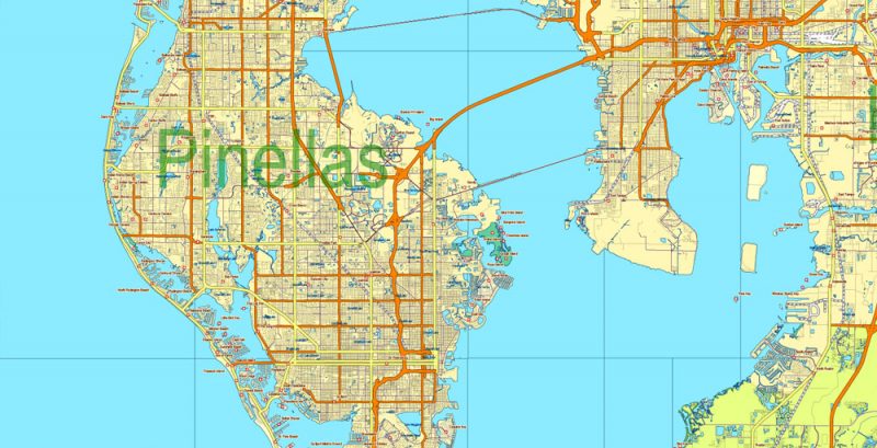 Florida State Vector Map Exact Extra Detailed All Roads, Cities 800x409 Florida State Vector Map Exact Extra Detailed All Roads, Cities