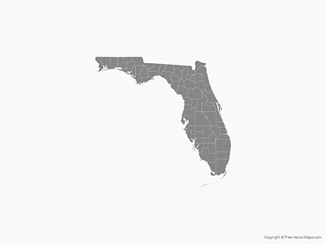 Vector Map Of Florida With Counties 460x345 Vector Map Of Florida With Counties