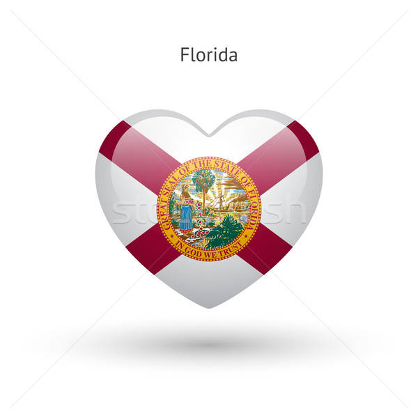 600x600 Love Florida State Symbol Heart Flag Icon Vector Illustration