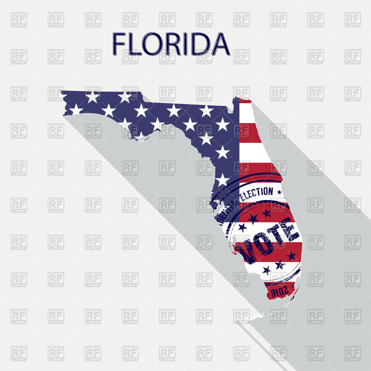 1200x1200 State Of Florida Map With Flag And Presidential Day Vote Stamp