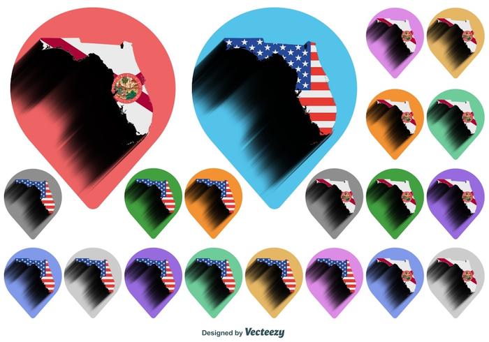 700x490 Vector Florida Map Icon With Florida Flag And American Flag