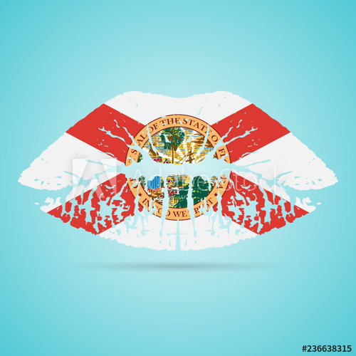 500x500 Florida Flag Lipstick On The Lips Isolated On A White Background