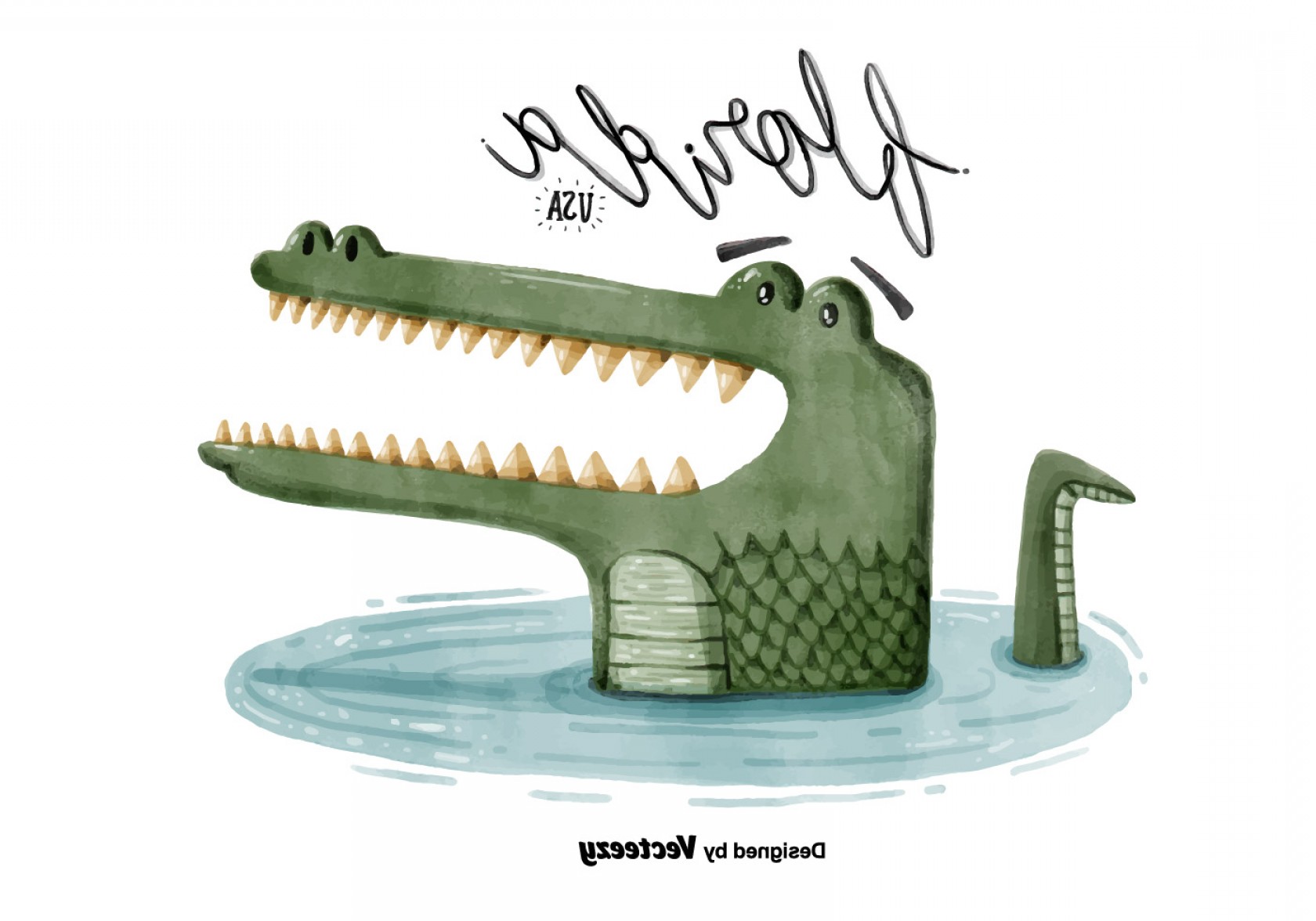 1680x1176 Free Florida Alligator Watercolor Vector Hoodamathrun