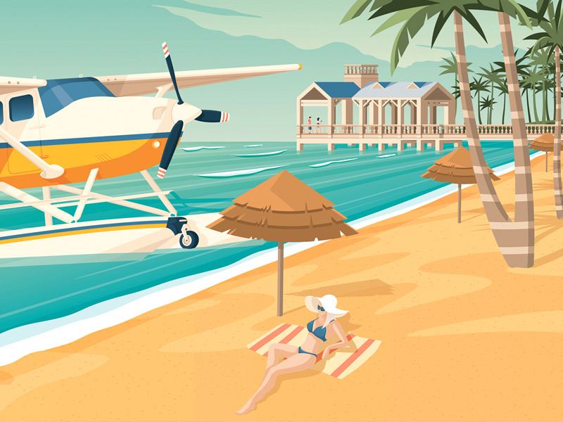 Key West Florida Retro Travel Poster City Illustration 800x600 Key West Florida Retro Travel Poster City Illustration
