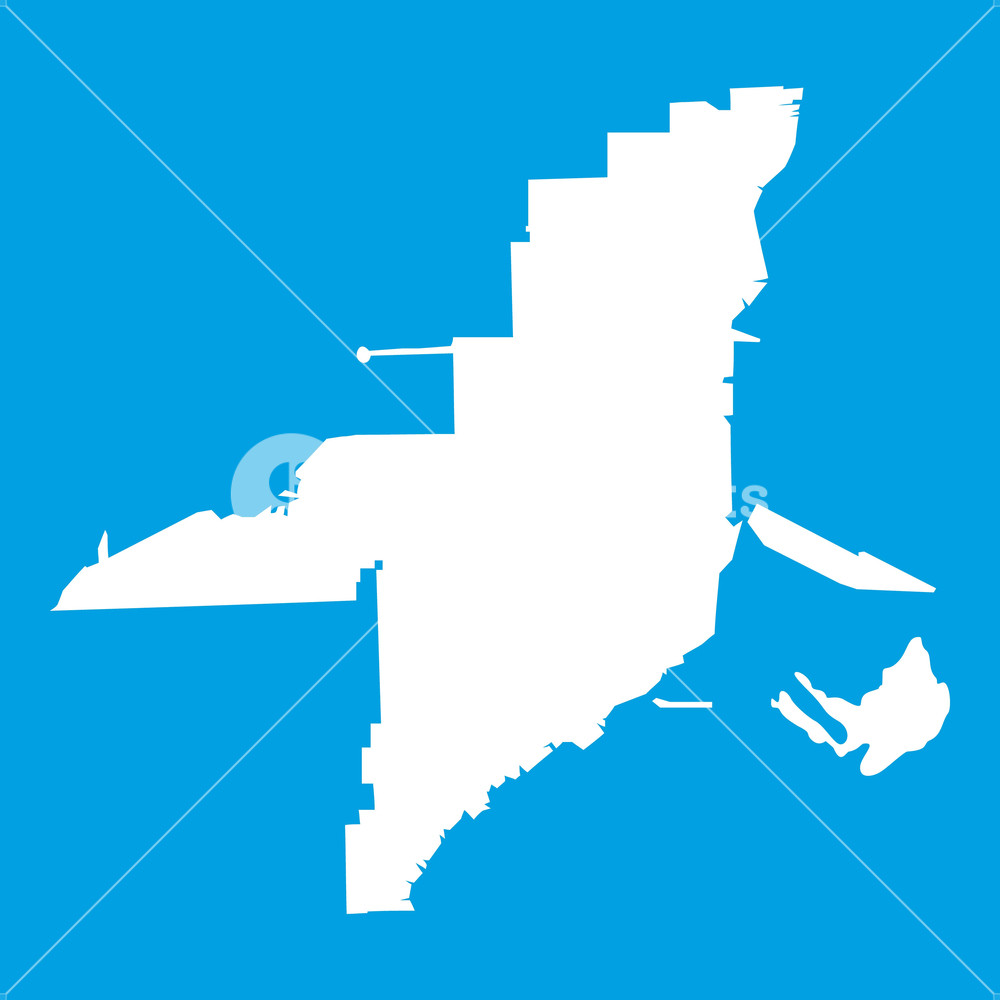 1000x1000 Florida Map Icon White Isolated On Blue Background Vector