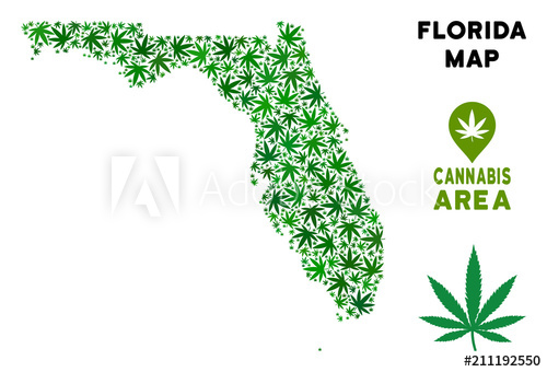 500x340 Ganja Florida Map Mosaic Of Marijuana Leaves Narcotic