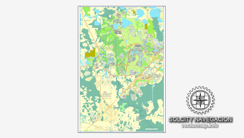 800x454 Walt Disney World, Florida, Us Printable Vector Street City Plan Map