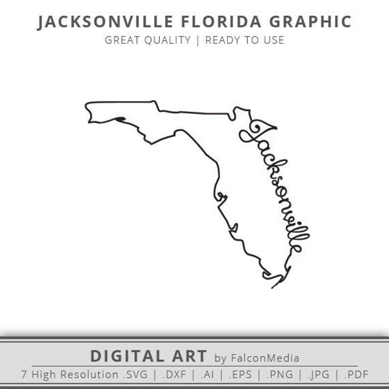 794x794 Jacksonville Jacksonville Florida State Outline Etsy