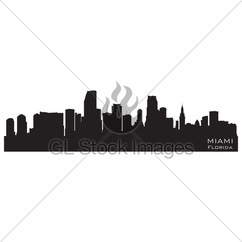 500x500 Miami, Florida Skyline Detailed Vector Silhouette Gl Stock Images