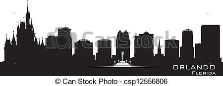 450x174 Orlando, Florida Skyline Detailed City Silhouette